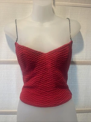 Top bustier con textura roja Ritmo Di Perla de colección La Perla ~ talla 42 ~ correas de diamantes de imitación Foto 1 de 4