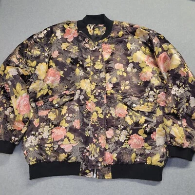 Free People Floral Jacquard Bomber Jacket Oversized S Printed Metallic Button - Image 1 of 4