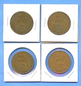Lot of 4 English One Penny 1918, 1928, 1936, 1964 Great Britain Coins England UK - Picture 1 of 3