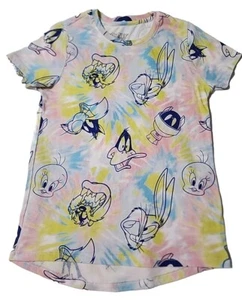 Looney Toons Mädchen T-Shirt L Large Donald Taz Tweetie Bugs Bunny Tye Dye Pink Ye - Bild 1 von 4