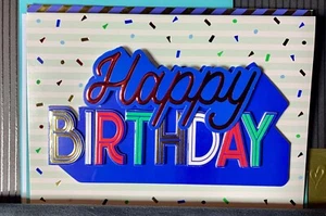 Happy Birthday Card! 3D Neon Like! Very Festive! - Picture 1 of 6