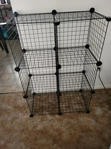 6-Cube Wire Grid Stackable Storage Shelves, 12 x 12-Inches, Black, 12.6"D x 26"W - Picture 1 of 6