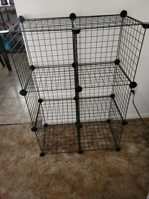 6-Cube Wire Grid Stackable Storage Shelves, 12 x 12-Inches, Black, 12.6"D x 26"W - Image 1 of 4
