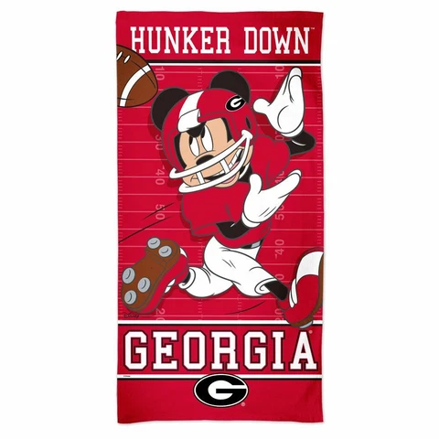 GEORGIA BULLDOGS HUNKER DOWN FOOTBALL MICKEY MOUSE 30"X60" SPECTRA BEACH TOWEL Cover