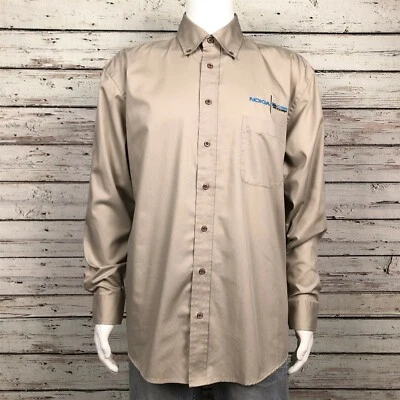 Рубашка на пуговицах Harriton XL мужская Nokia CSS Corp Telecom желтовато-коричневая хаки хлопок саржа - Изображение 1 из 4