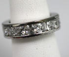 925 sterling silver DS Asscher cut square clear eternity band ring size 6