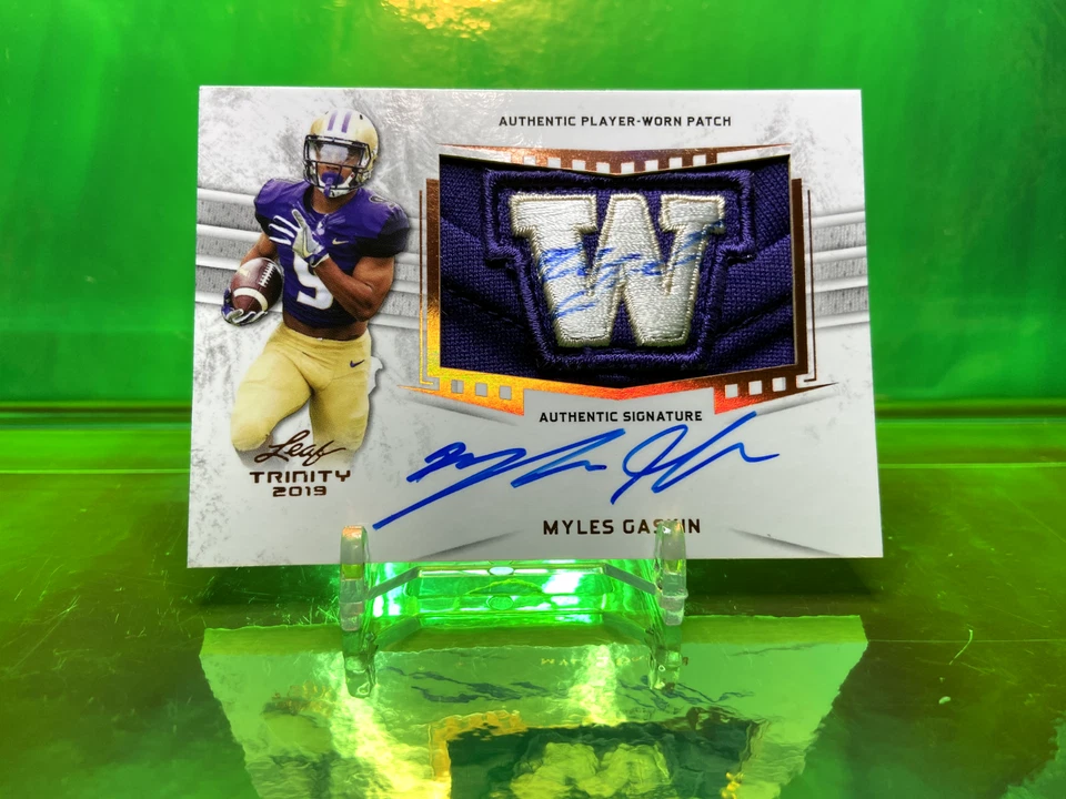 RARE SP RC AUTO 2019 Myles Gaskin Washington LOGO Double Auto Trinity RB HUSKIES - Image 1 of 1