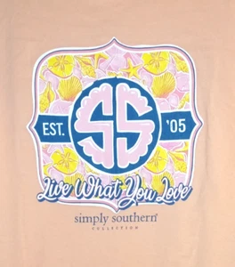 Simply Southern Live What You Love Peach T-Shirt Youth Large 34 Chest - Picture 1 of 5