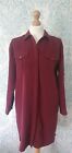 Top Shop Burgundy Long Sleeved Shirt Dress With Pockets Size 6
