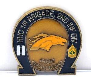 HHC 1st Brigade, 2nd infantry Div. "Iron Stallions" Excellence. Challenge Coin - Picture 1 of 4