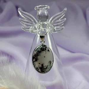 Colgante de cristal merlinita plata 925, ópalo dendrítico 6,8 g SN55096 - Imagen 1 de 5