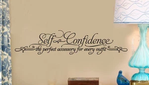 SELF CONFIDENCE Girl Bedroom Vinyl Wall Decal Lettering Words Home Decor 36" - Picture 1 of 1
