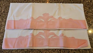2 federe cucite su fiori di tulipano rosa vintage - Foto 1 di 10