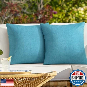 ReeQuo Pack of 2 Outdoor Throw Pillow Covers,Decorative Solid Line Waterproof - Picture 1 of 5