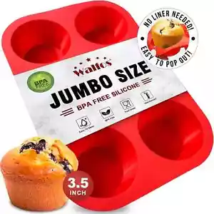 Silicone Texas Muffin Pan - 6 Cup Jumbo Silicone Cupcake Pan Non-Stick Silicone - Picture 1 of 8