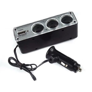 Car Cigarette Lighter Multi Socket 3Way+USB Port Charger Adapter DC 12V Witt _ou - Zdjęcie 1 z 7