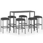 7-piece Outdoor Bar Set Garden Patio Dining Stools Chairs Table Rattan Furniture