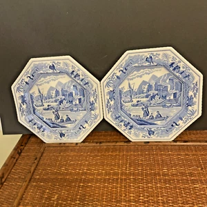 Spode Blue Room Collection Sutherland Caramanian 9,5" Achteck Mittagessen Teller, zwei - Bild 1 von 5