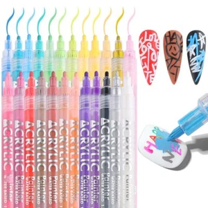 24 Colors Nail Polish Pen Set, Nail Art Pens for Painting, Black White Liner ... - Picture 1 of 7