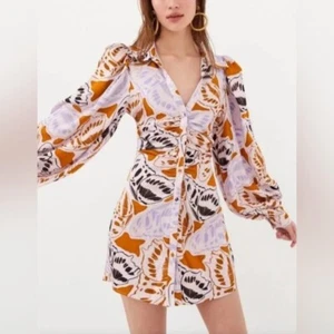 Mini Vestido For Love & Lemons Esmeralda Mariposa Con Botones Manga Larga - XS - Imagen 1 de 12