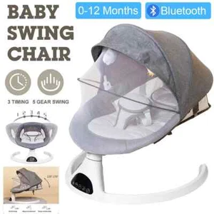 Elektrische Babywippe für Kinder klappbar mit Fernbedienung&bluetooth/die Melodi - Bild 1 von 12