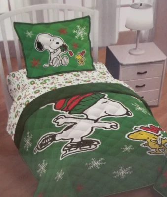 2 pc Peanuts Christmas Twin / Full Quilt & Sham Set NIP - Image 1 of 4