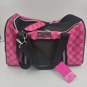 Pet Carrier For Dogs And Cats Up To 16 Pounds- Pink Checker Betsey Johnson - Picture 1 of 7