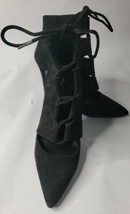 Aldo Women Black Pointed Toe Medium Heels Lace Up Size 6.5 - Picture 1 of 11