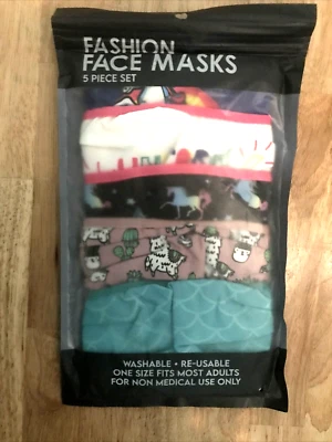 JUEGO DE 5 MÁSCARAS FACIALES DE MODA NUEVAS EN PAQUETE VENTA AL POR MENOR $14.97 UNICORNIO UNISEX ADULTO Foto 1 de 4
