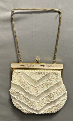 Vintage Purse - Off White Evening Bag - Hand Made in Hong Kong - Image 1 of 4