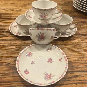 Haviland Gainsborough Juego de 4 tazas de té y 4 platillos - Schleiger 746 Francia SUPER - Imagen 1 de 16