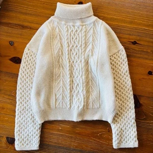 Ichi Antiquites 100% Wolle Zopfmuster Rollkragen Elfenbein Natur aus Japan - Bild 1 von 13