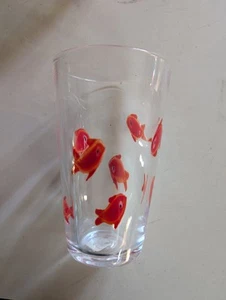 Beautiful Handblown Koi Pint Glass Tumbler 16 oz Crate & Barrel Go Fish Goldfish - Picture 1 of 8