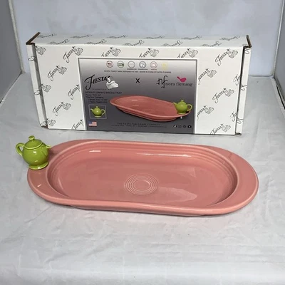Nora Fleming Colab Fiesta Bread Tray Peony Teapot Mini  Lemongrass 13.75” NIB - Image 1 of 3