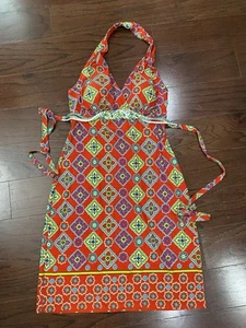 Muse Halter Multicolor Printed Dress Sz 6 Babydoll Stretch VTG Y2K Abstract - Picture 1 of 5