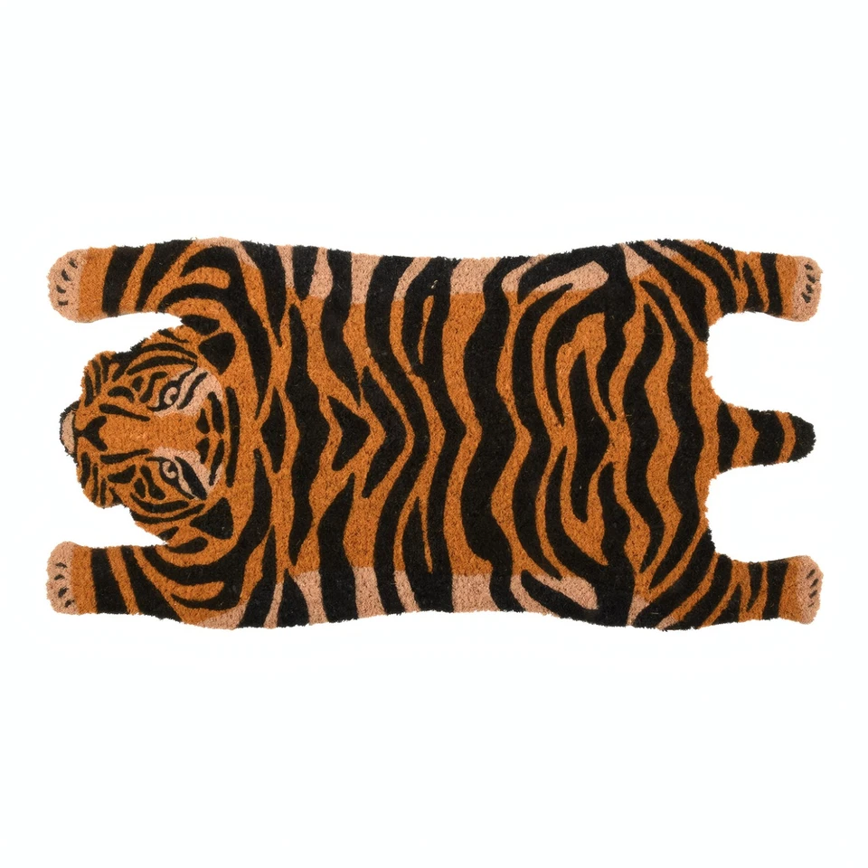 Türmatte, Kokosfasern, Tiger, ca. 75 × 38 cm, Gummiunterlage, Orange/Schwarz - Bild 1 von 1