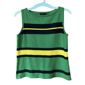 Two Twenty Five Top Womens Medium Green Yellow Silk Sweater Knit Sleeveless - Picture 1 of 4