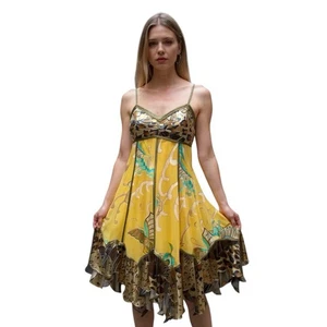 Sue Wong Silk Butterfly Slip dress Vtg 90s Y2k Babydoll retro Fairy grunge Sz 4 - Picture 1 of 13