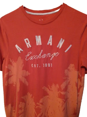 Armani Exchange Orange Palm Tree T-Shirt Size XS Mens Logo Graphic Cotton - Image 1 of 4