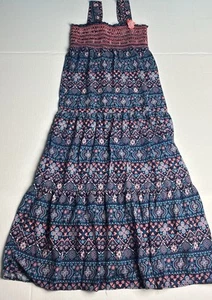 Faded Glory Girls' XL 14-16 Dress Sundress Blue Pink Floral Maxi Hippie Boho - Picture 1 of 8