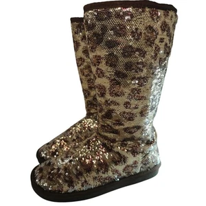 Leoparden Pailletten Stiefel von Stuart Weitzman Gr. 4 - Bild 1 von 9