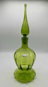 STUNNING! 1968 BLENKO JOEL MYERS DECANTER #6811 WITH TEAR DROP STOPPER OLIVE - Picture 1 of 12