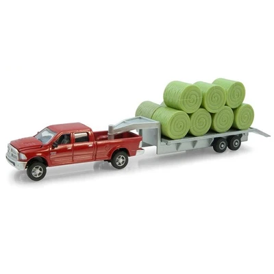 1/64 Dodge RAM Pick-Up Camion W/ Cigno Rimorchio & Fieno Pila By ERTL ZFN14855 - Immagine 1 di 4