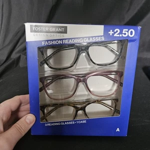 Design Optics Foster Grant Kiersey Plastic Square Reading Glasses 3PK +2.50 - Picture 1 of 3