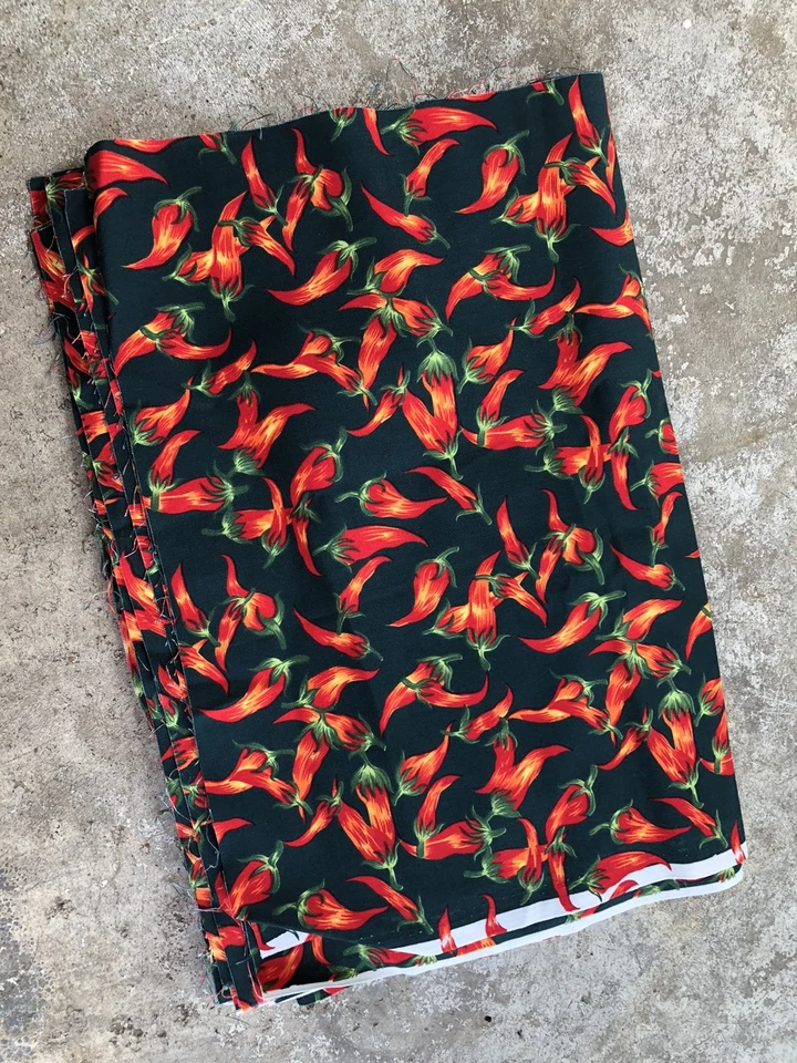 Hot Chilies Peppers Dark Green Fabric Rectangles 20 Pieces 14.5x15.5” Napkin Kit - Image 1 of 4