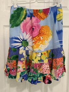 VTG Jams World Floral Skirt Sz M Ruffle Hawaii Pink Blue Floral Ravishing - Picture 1 of 4
