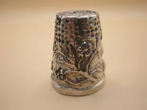 Novelty English Hallmarked Sterling Silver Thimble With Nouveau Flowers - Picture 1 of 7