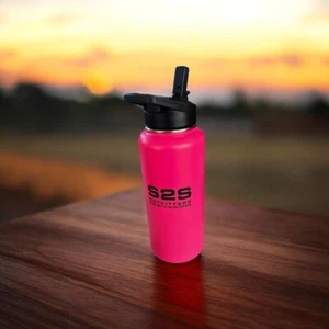 Water Bottle with Flip-Top Lid and Straw Stainless Steel Sport Double Wall 32oz - Picture 1 of 1