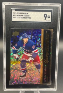 2021-22 Upper Deck MORGAN BARRON Speckled Rainbow Foil Young Guns SGC 9 #215 - Bild 1 von 3