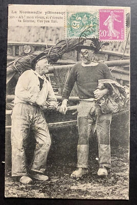 1927 Cherbourg France RPPC Postcard cover To Lisbon Portugal Normandie Scene - Image 1 of 2